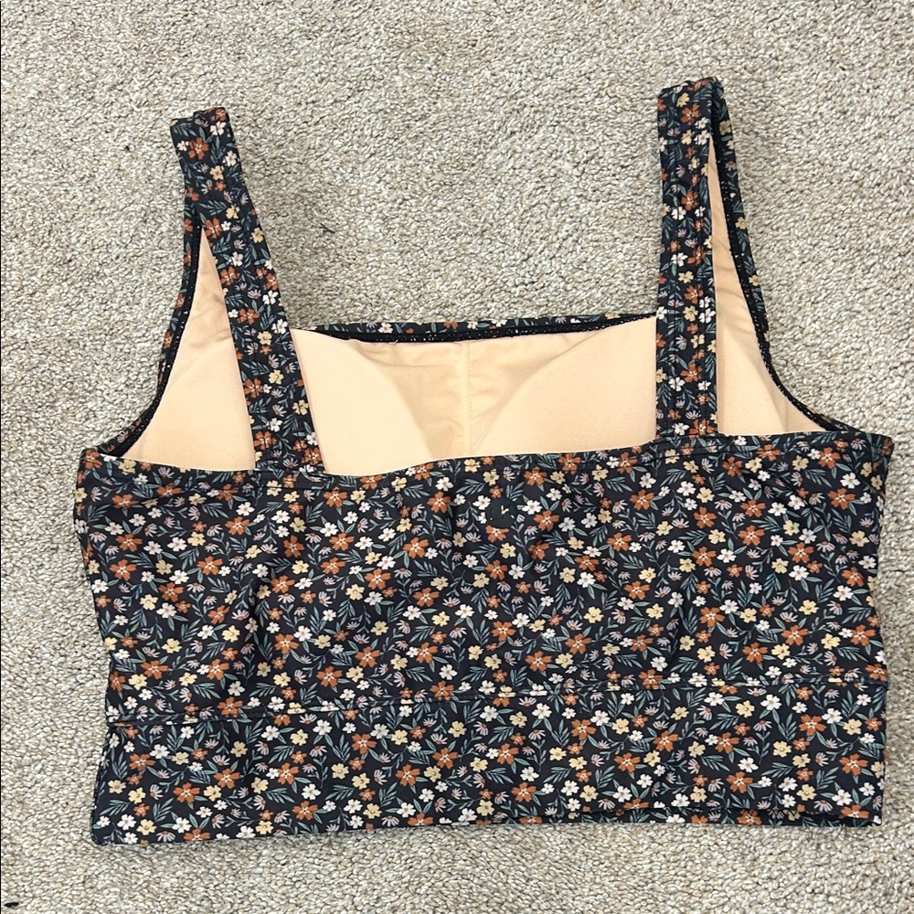 Floral Swim Crop Top - Black Multi - Picture 2 of 4